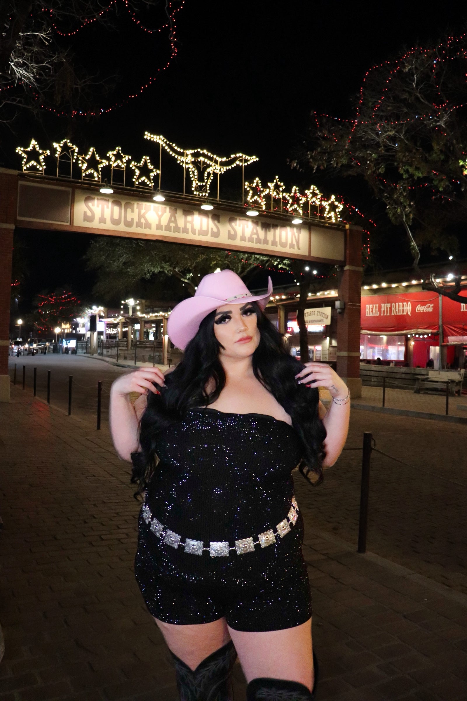 Gone to Texas rhinestone romper | PLUS